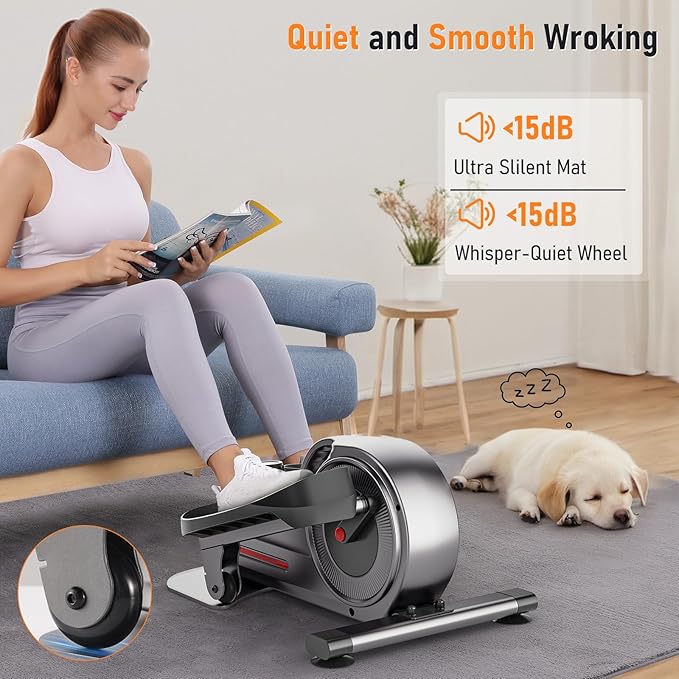 Under Desk Elliptical Elliptical Exercise Machine Ellipse Leg Exerciser with LCD Display 8 Adjustable Resistance Levels Whisper Quiet for Forward and Reverse Direction for Adult