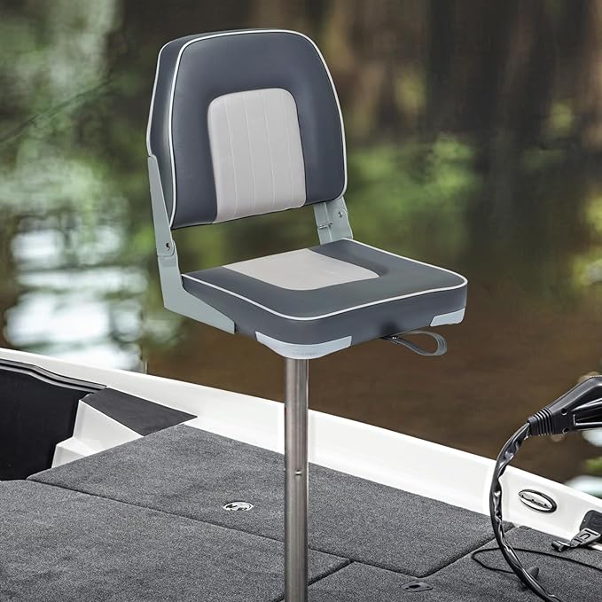 Classic Low Back Fishing Boat Seat with Backrest Folding Boat Chair Marine Bass Jon Boat Seats