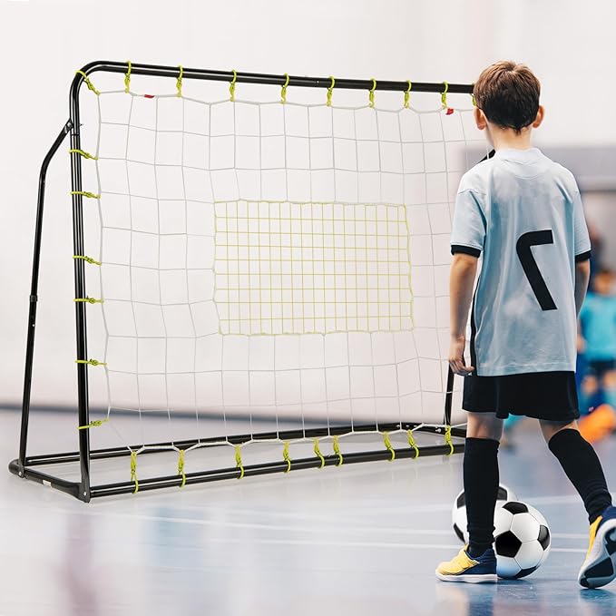 Goplus 6FT x4FT Soccer Net, 2 in 1 Soccer Rebounder Soccer Goal w/Shooting Auxiliary Area, 5 Adjustable Angles, Kids Youth Teens Soccer Practice Training Equipment for Backyard