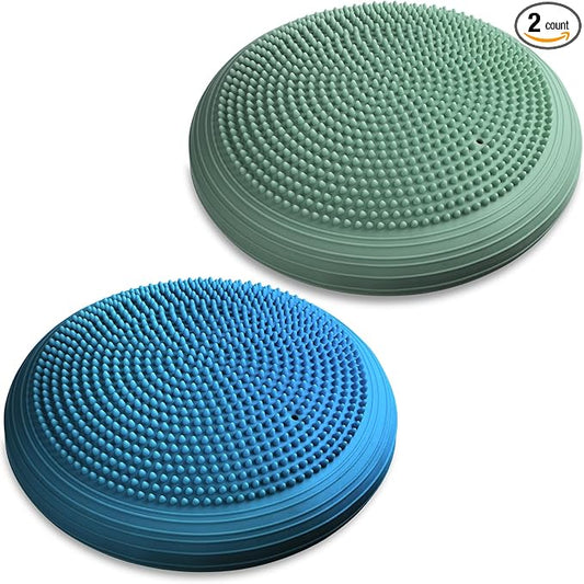 Libima 2 Pcs Wobble Cushion with Inflation Pump Wiggle Seat Flexible Sensory Seating Balance Disc Board for Men Women Physical Exercise Improving Posture Home Office