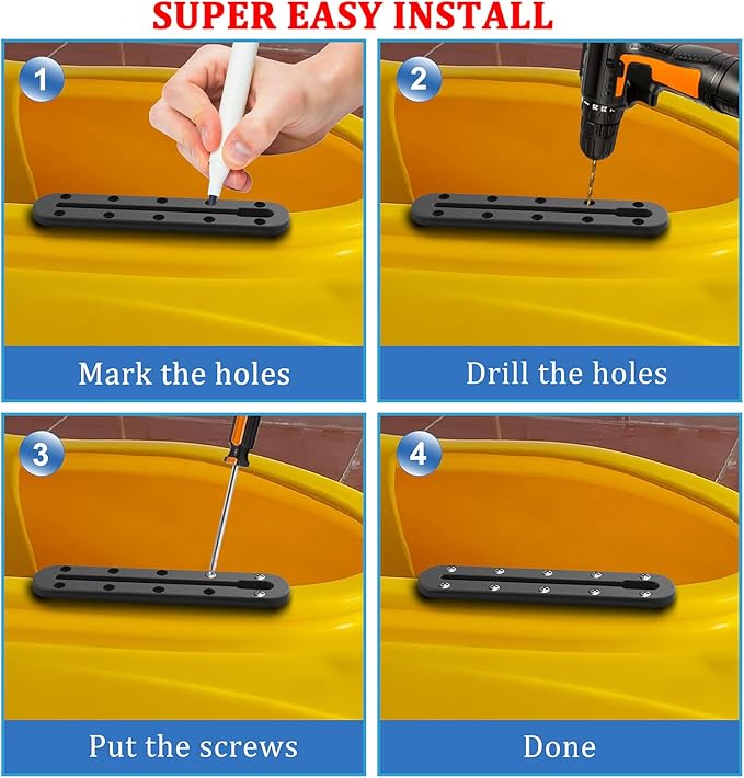 Kayak Track, Kayak Low Profile Track, Kayak Rail, Kayak Accessories Mount Track, Kayak Gear Track for Fishing Rod Holder, Fish Fider, Cup Holder, Anchor Cleats