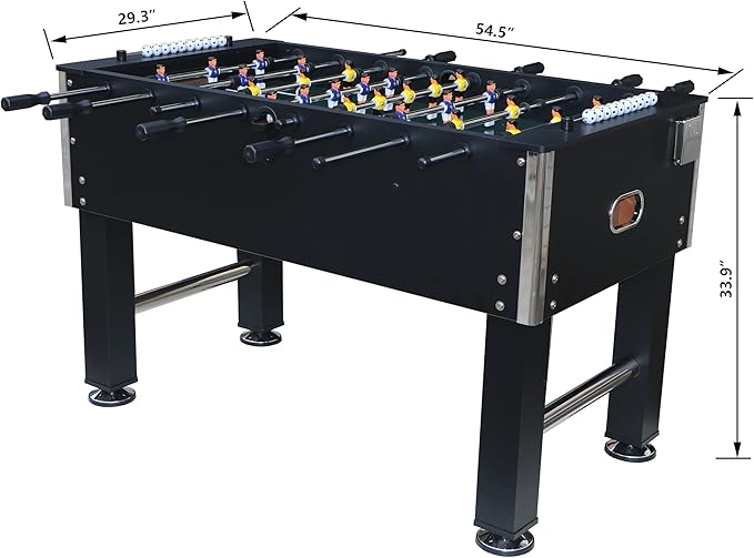 54" Foosball Table - Soccer Table Game for Home/Office, Foosball Table with Levelers, Heavy Duty MDF & Steel Construction with Chrome Players - Includes 4 Balls (Black)