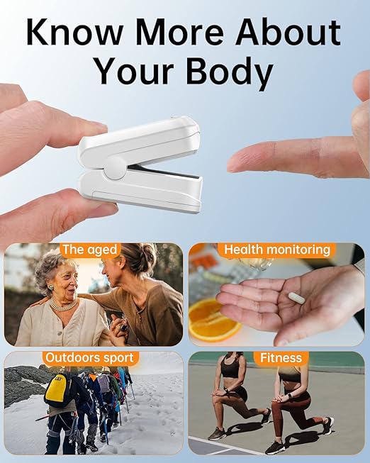 Fingertip Pulse Oximeter- HOLFENRY Mini Oximeter Oxygen Saturation Monitor for SpO2/Heart Rate/PI, Oxygen Monitor Fingertip 02 Pulse Oximeter Finger, Gray