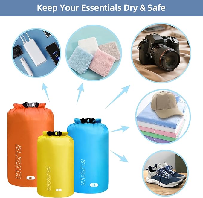 6PCS Dry Bags Waterproof, Lightweight Dry Bags for Kayaking Waterproof,Outdoor Waterproof Bag for Kayaking Hiking Boating Camping