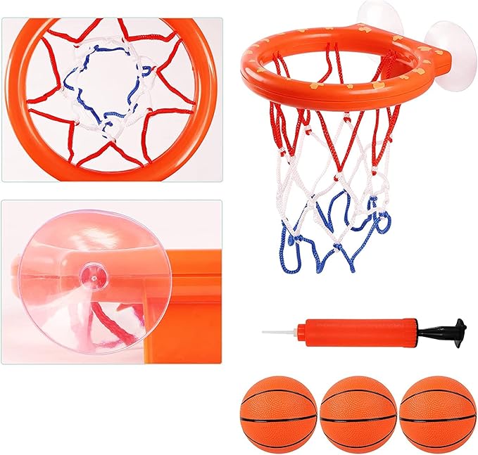 Cyfie Bathroom Basketball Hoop Toddler, 2Pack Basketball Hoop Mini for Bathroom Bedroom, Fun Bathtub Bath Toys with 8 Balls for Kids Girls Boys