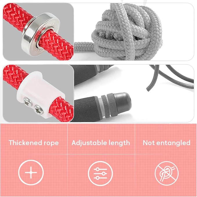 16 FT Long Jump Rope for Kids Adults,Double Dutch Jump Rope,Adjustable Skipping Ropes with High-strength Nylon Braided Rope Core,360°Rotation Not Entangled,Long Enough for 2-4 Jumpers.Red