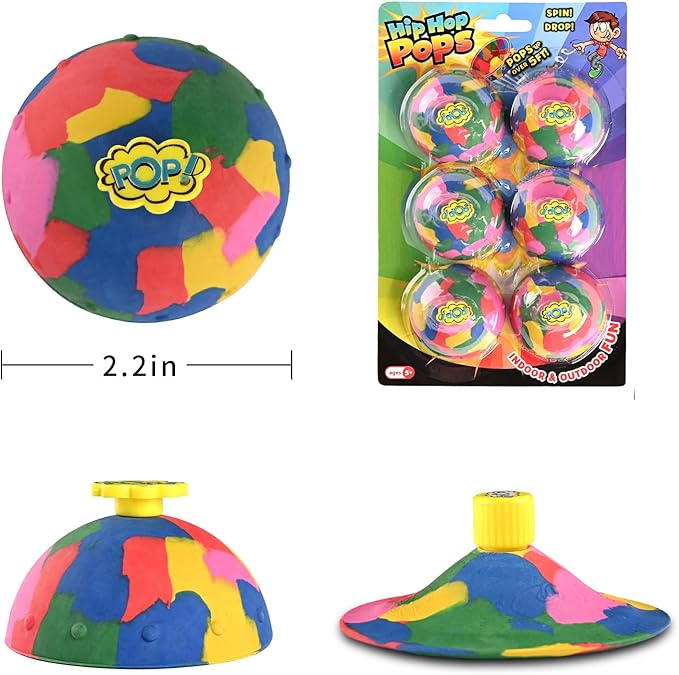6in1 Bounce Bowls Ball Fidget Toy for Kids & Adults Spinning Stress Relief, Pop Up Outdoor Game Sports Fingertip Toy for School, Birthday Party Favors, Goodie Bag Fillers for Boys and Girls