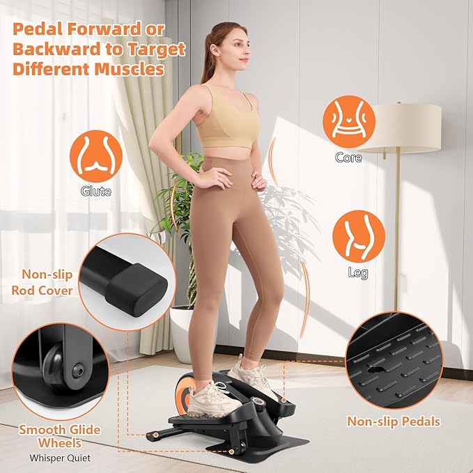 ANCHEER Under Desk Elliptical, Under Desk Bike Pedal Exerciser, Fully Assembled Leg Exerciser 2 in 1 Seated Standing Elliptical, Ultra-Quiet Mini Elliptical Machines for Home Office Use