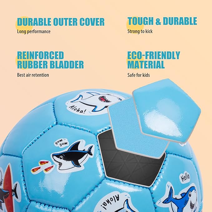 Toddler Soccer Ball Size 2 - Soft Kids Soccer Ball 2 Pack for Ages 1-3 3-5 - Cartoon Sports Toys for Boys Girls - 5.8โ Small Ball for Indoor/Outdoor Games for Yard Games