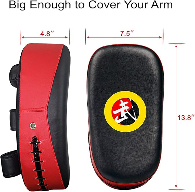 TLBTEK Taekwondo Kick Shield - Muay Thai MMA Karate Kickboxing Training Pads - Curved Leather Strike Shield
