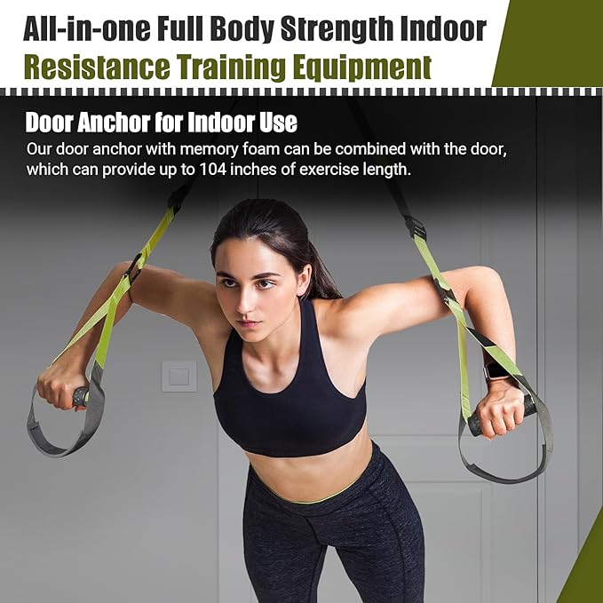 Home Resistance Training Kit, Resistance Trainer Exercise Straps with Handles, Door Anchor and Carrying Bag for Home Gym, Bodyweight Resistance Workout Straps for Indoor & Outdoor