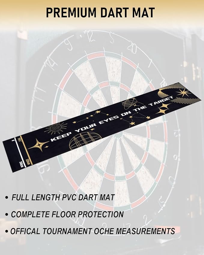 Professional Darts Mat with Oche Line System & Throw Lines – Premium Dart Mat for Floor Steeldart & Soft Darts | 260x60 cm | with Throwing Line - Ideal as a Gift