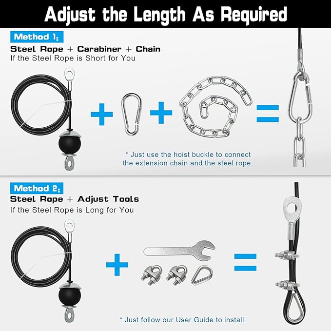 SERTT Weight Cable Pulley System Gym, Upgraded Cable Pulley Attachments for LAT Pull Down, Biceps Curl, Tricep, Arm Workouts - Home Gym Add On Equipment