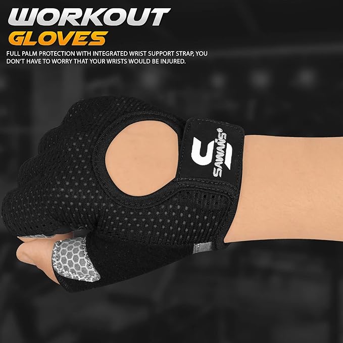 Workout Gloves for Men and Women Weight Lifting Gloves Gym Fitness Exercise Cycling Pull ups Microfiber Lightweight Breathable Non-Slip Silicone Padded Palm Grip Protection