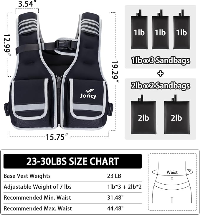 Weighted Vest Woman Men 5-12lb/9-16lb/17-24lb/23-30lb Body Weight Vest with 5 Adjustable Weights Weighted Vests with Zipper Women Rucking Vests for Walking Running Strength Training Workout