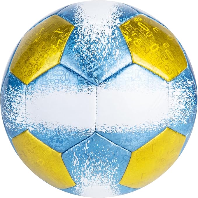 Size 4 Soccer Balls, Laser Leather Soccer Ball for Sport Training & Match Play - Vibrant Soccer Balls Gift Set with Pump for Kids and Youth