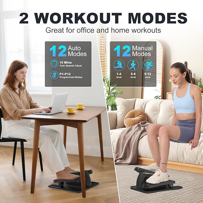 Under Desk Elliptical Machine, Electric Seated Pedal Exerciser,Elliptical Leg Exercisers for Seniors,Mini Ellipse Leg Exerciser with Remoter,12 Adjustable speeds Pedal Exerciser
