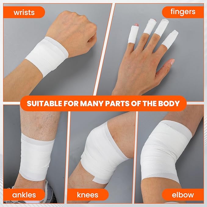 64 Pack Athletic Tape, White Sports Tape for Wrist Ankle Protection, Sports Tape Athletic No Sticky Residue, Easy to Tear Gymnastics Tape for Soccer, Football, Training Supplies (1.5" x 640 Yards)