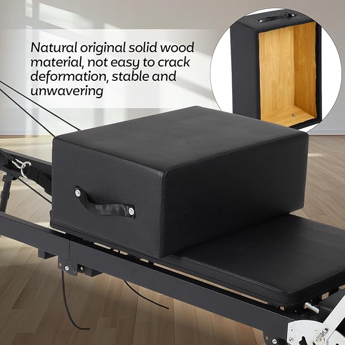 Portable Pilates Sitting Box, Non-Slip Pilates Reformer Sit Box for Home Gym, Pilates Exercise Accessories Suitable for Pilates Boards, Premium Leather and Plywood