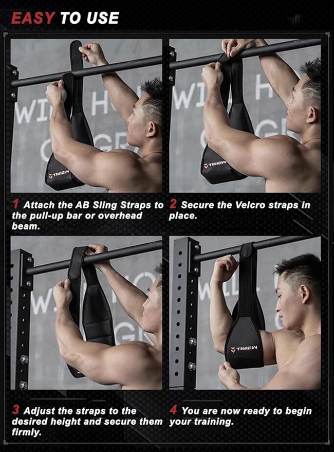 Ab Slings Straps Portable for Pull Up Bar Hanging Leg Raiser Fitness