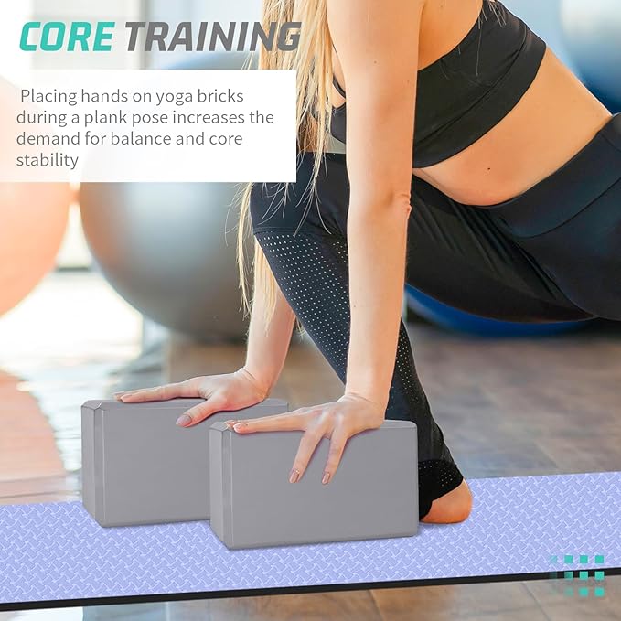 Yoga Block, Yoga Bricks Supportive Latex-Free EVA Foam, Soft Non-Slip Exercise Blocks, Yoga Accessories for Pilates, Meditation, Balance, Stretching and Deep Poses