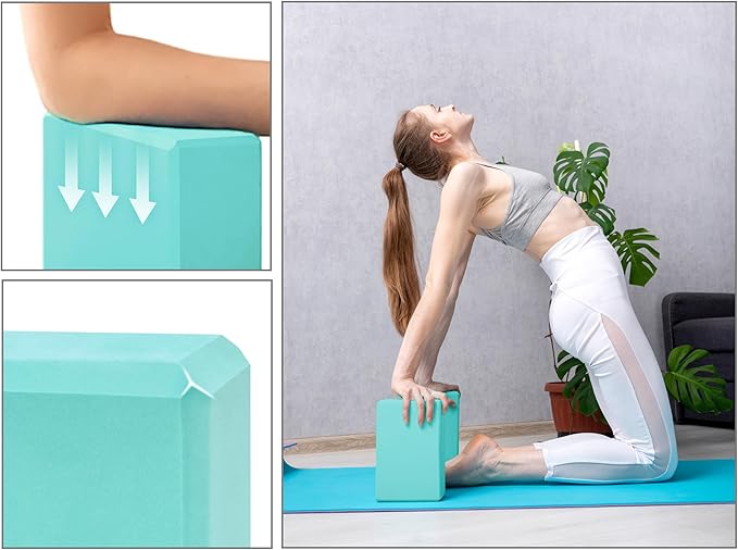 EXERZ Yoga Blocks 2 pack, Gym Blocks, Exercise Workout Fitness Bricks, Pilates Stretch Handstand Non-Slip