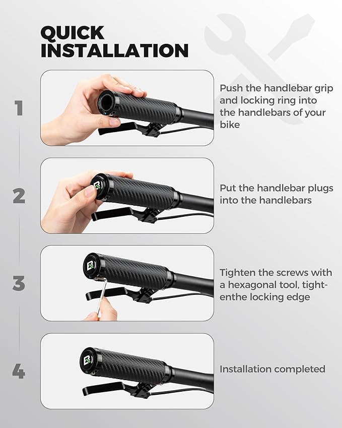 ROCKBROS Ergonomic Design Mountain Bike Grips,Double Lock-on and Non-Slip Bike Grips,Cushioned Comfortable Bicycle Handlebars Grips,for Commuting.