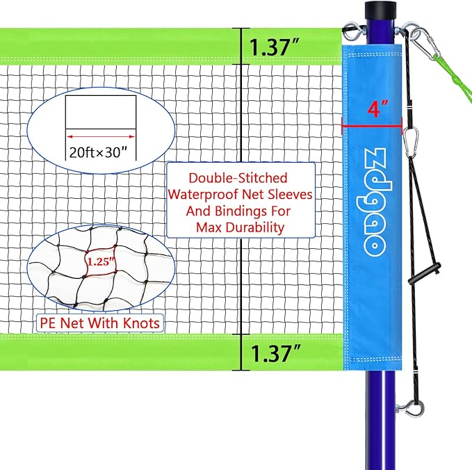 Zdgao Badminton Sets for Backyard, Portable Badminton Net with Tension Adjuster, Badminton Racket Set of 4, 3 Nylon Shuttlecocks, Boundary Line and Carry Bag for Backyard Beach Family Games
