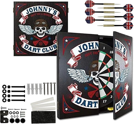 THOUSAND OAKS BARREL CO. | Personalized Dartboard & Cabinet Set with 6 Steel Tip Darts