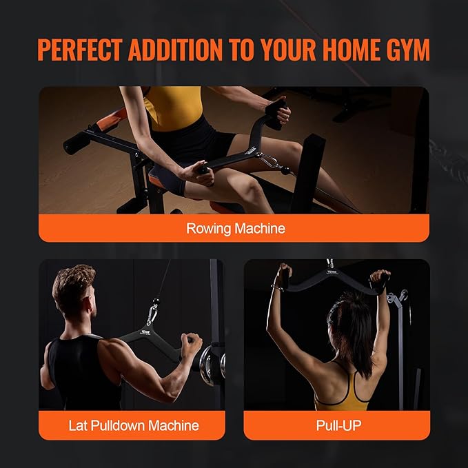 VEVOR LAT Pulldown Attachments, Cable Machine Rowing T-bar V-bar Tricep Pull Down Bar, Back Strength Training Rubber Coated Handle Grip, Bicep Curl Tricep LAT Pulldown Bar for Home Gym Fitness