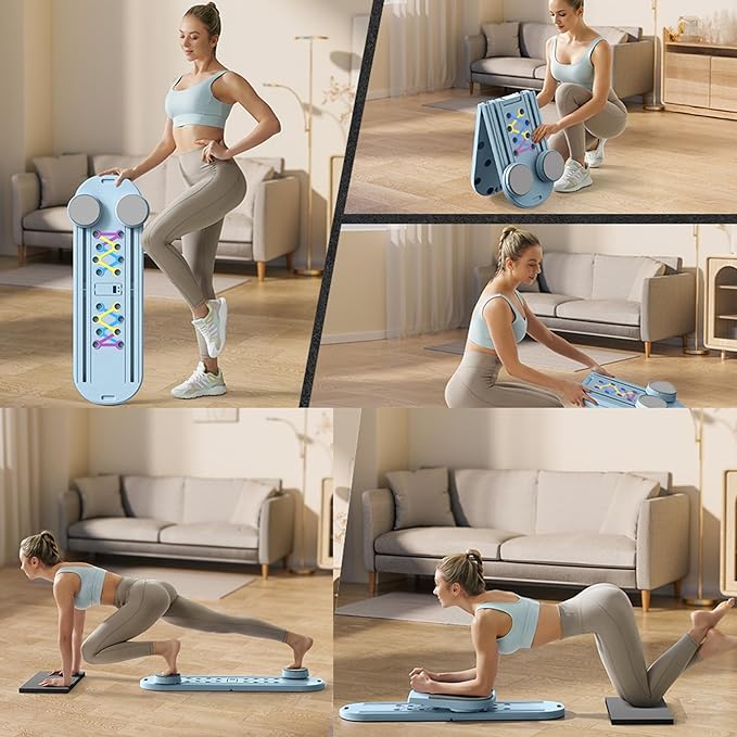 Pilates Board,Multifunctional Rebound Abdominal Board,Foldable Pilates Reformer Set, Ab Core Trainer Machine,Ab Exercise Board,Abs Workout Equipment for Women Home Gym Equipment