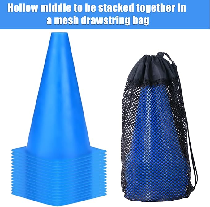 9 Inch Cones Sports, 15 Pack Orange Soccer Cones Training Agility Field Marker Plastic Traffic Cones for Football Basketball Drills Multipurpose Practice, Indoor Outdoor Games Activity Party Events