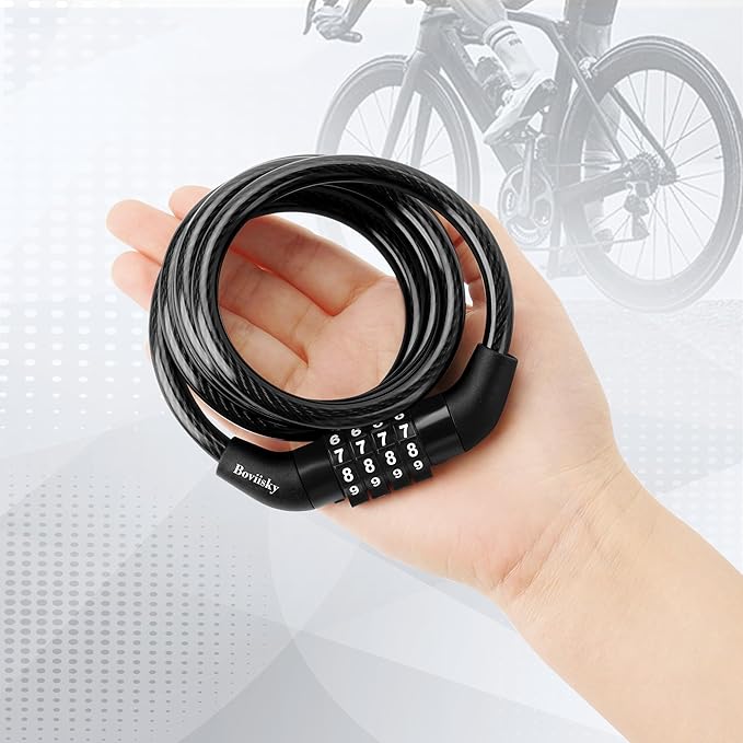 Bike Cable Lock,2Pack,4-Digit,4ft Long Resettable Combination High Security Bicycle Lock for Scooter, Vinyl-Coated Anti-Theft 5/16 in Diameter