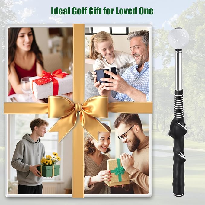 Retractable Golf Swing Trainer - Golf Swing Training Aid,Golf Grip Trainer & Improve Swing Tempo | Click Stick Right-Handed Training Aid with Arm Band for All Golfers,Indoor & Outdoor Use