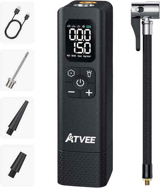 Bicycle Pump, 30s Fast Inflate Bike Pump with Gauge & Digital Display, 150PSI Portable Electric Bike Tire Pump with Presta & Schrader Valves for Road Bike, E-Bike