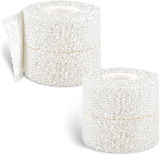 2 Rolls Adhesive Elastic Tape Bandage Tape Wrap Flexible Stretch Bandages for Sports Ankle, Knee and Wrist Sprains(White,2 Inch Wide)