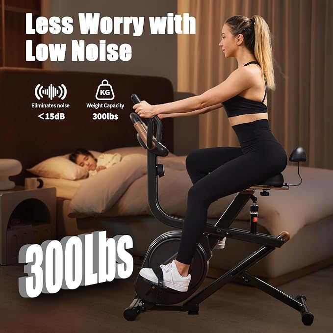 3 in 1 Squat Machine,Exercise Bike,Adjustable Magnetic Resistance Stationary Bikes for Home with App Compatible,Squat Assist Trainer,Indoor Bike with 300lbs Weight Capacity,Workout Bike