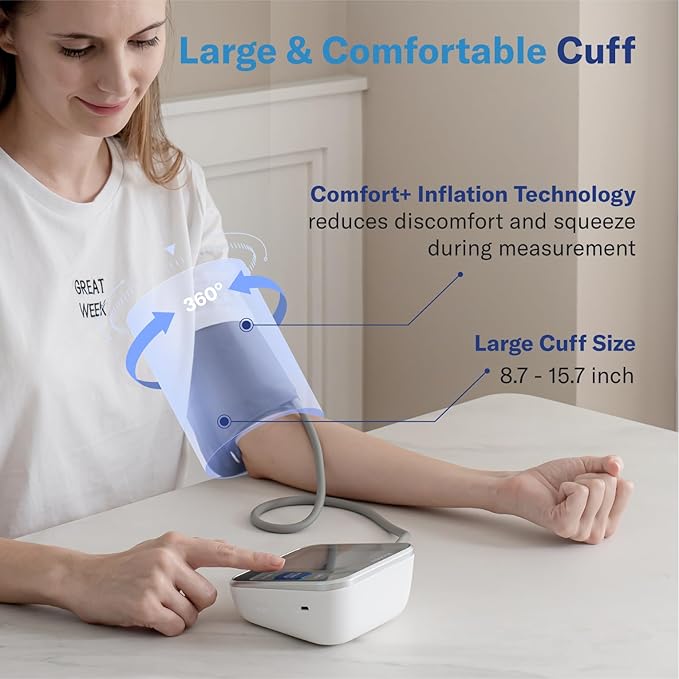 Alcedo Blood Pressure Monitor for Home Use, Automatic Digital BP Machine with Large Cuff for Upper Arm (Black Backlit Screen)