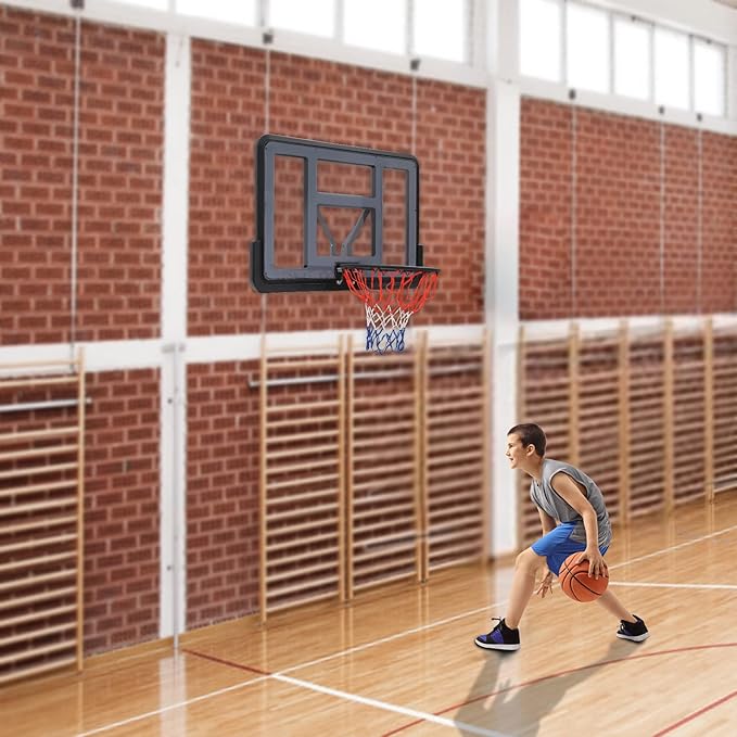 Basketball Backboard & Rim Combo,44“L*30”W Backboard,17.7in Rim Dia,Backboard Goal and Rim Kit for Adults or Kids,Wall Mount Basketball Goal,Shatter Proof PET Backboard