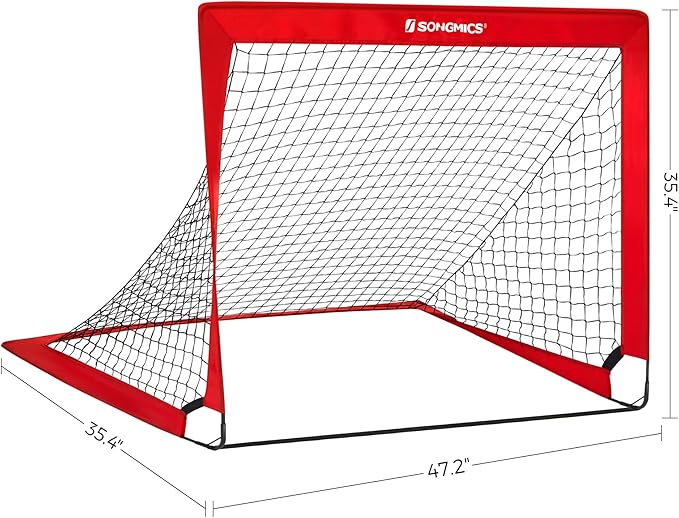 SONGMICS Kids Soccer Goals for Backyard, 4x3 ft Portable Soccer Nets Training Equipment, Toddler Soccer Goal with Carrying Bag, for Field