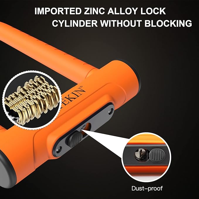 Bike U Lock Heavy Duty Bike Lock Bicycle Lock, 16mm U Lock and 3ft / 5ft / 6ft Length Security Cable with Sturdy Mounting Bracket for Bicycle, Motorcycle and More