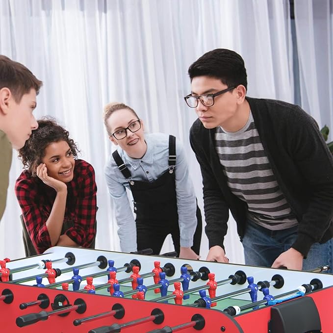 Foosball Table, 52.75'' Home Arcade Table Soccer with 4 Balls and Manual Scorer, Competition Foosball Table Set for Family Game Room, Adult Rrec Room, Basements or Bar