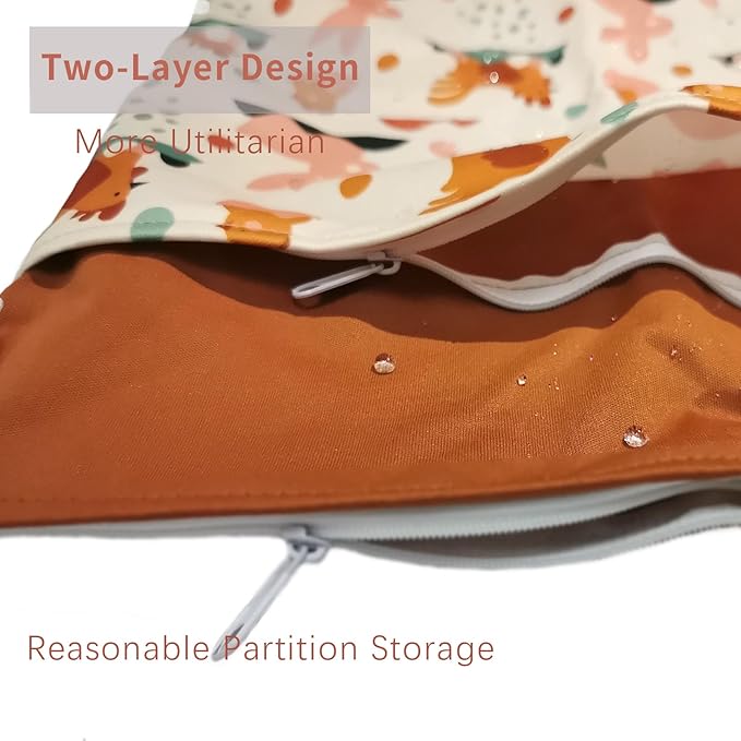Wet Bag,Wet Dry Bag,Wet Bag for Swimsuit,With Two Zipper Wet dry Pouch,Waterproof Reusable Animal
