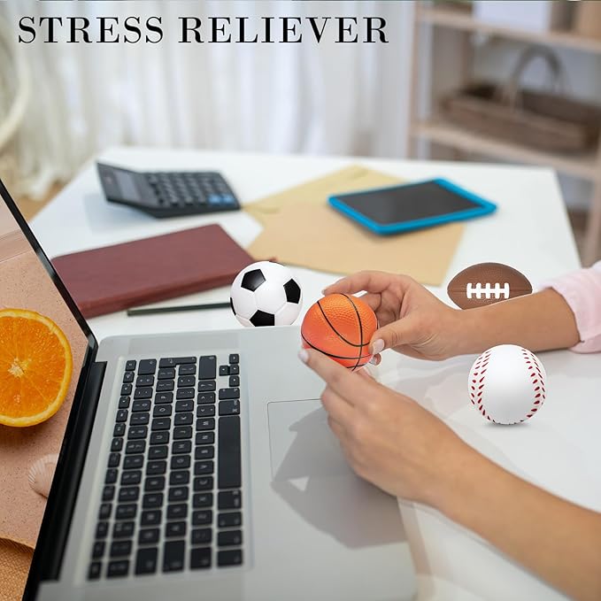 60 Pieces Sports Stress Balls for Kids Mini Footballs Ball, Soccer, Basketball, Baseball Foam Squeeze Stress Balls for Anxiety Relief Relaxation, Sport Party Favor Class Prize Birthday Pet Toys