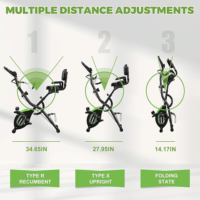 Caromix Folding Exercise Bike, 5 in 1 Stationary Magnetic Cycling Bicycle Upright Indoor Cycling Bike for Home Workout 330LB Capacity