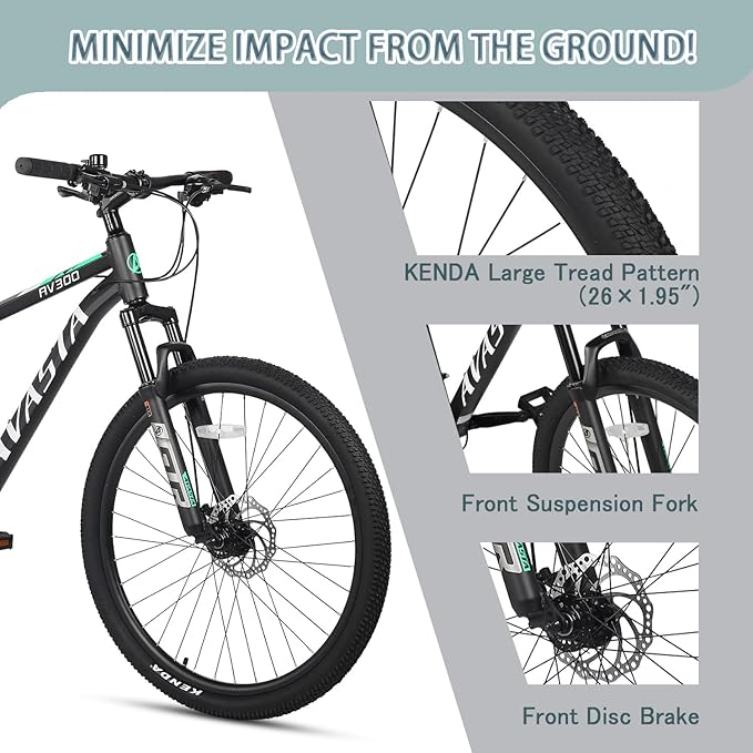 AVASTA AV300 26 27.5 inch Mountain Bike with 21-Speed,Aluminum Frame, Dual Disc Brake, Comfortable Saddle,Multiple Colors