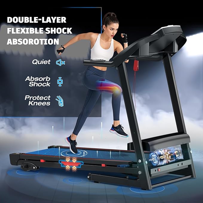 Walking Pad Treadmill Treadmills for Home Folding Treadmill with Incline 3.5HP Quiet Brushless, Running Machine 330 Lbs Capacity, App, Pulse Sensor Heart Rate with LCD Display Holder for Cup & Phone