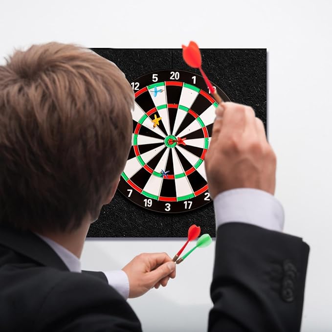 Extended Length Dart Board Surround Wall Protectors Fit 17.75'' and 18'' Dartboard Dart Backboard Felt Wall with Removable Adhesive Tabs