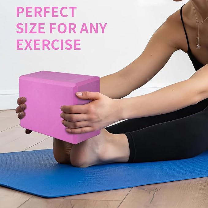 2 Pack 9‘’x6‘’x4‘’ Yoga Blocks with Stretch, Durable Yoga Foam Blocks, High Density & Non Slip Surface for Yoga, Pilates, Stretching, Dance, Ballet, Gymnastics,Fitness for Stability & Balance