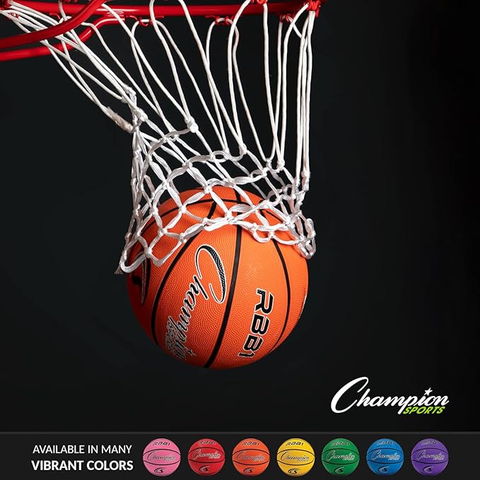 Champion Sports Rubber Basketballs – Heavy Duty Pro-Style, Indoor/Outdoor Use, Premium Basketball Equipment for Physical Education, Various Sizes & Colors (Size 3, 5, 6, 7)
